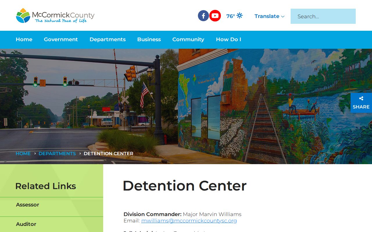 McCormick County Detention Center official information page