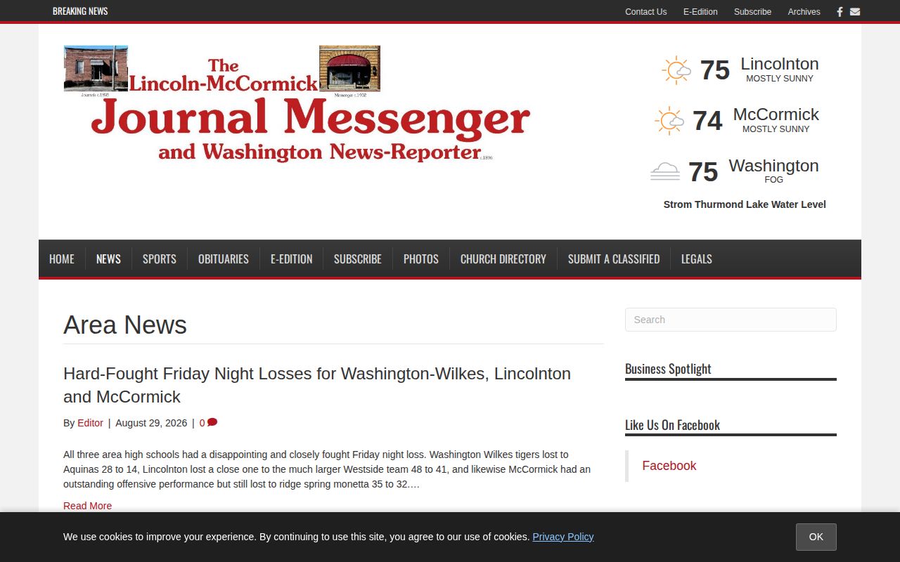 Lincoln-McCormick Journal Messenger local news section