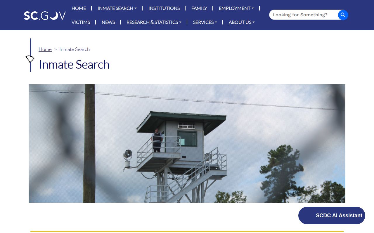 South Carolina Department of Corrections inmate search information